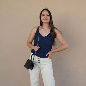 CJLA sweater knit tank top in Navy